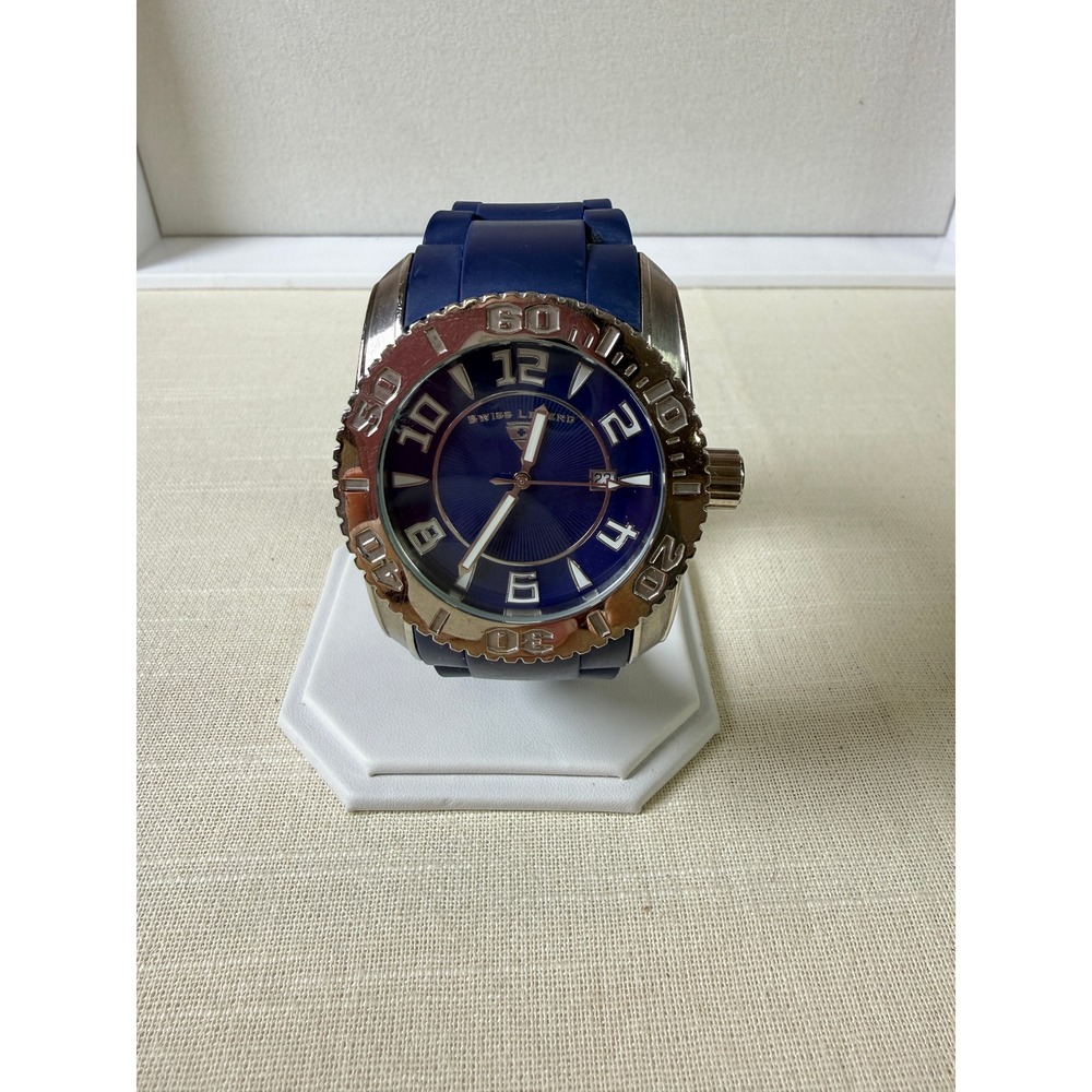 SWISS LEGEND Blue Commander Stainless Steel‎ Silicone Strap Watch OS